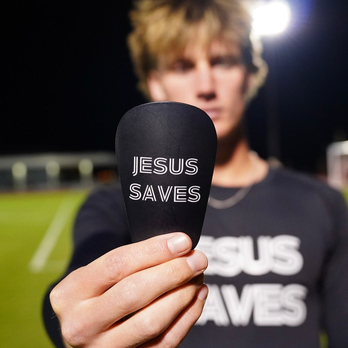 'JESUS SAVES' SHIN PADS